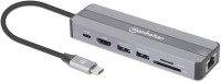 Кардридер / USB-хаб MANHATTAN USB-C 7-in-1 Docking Station with Power Delivery 