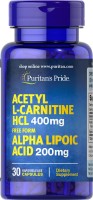 Фото - Спалювач жиру Puritans Pride Acetyl L-Carnitine 400 mg/Alpha Lipoic Acid 200 mg 30 шт