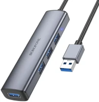 Фото - Кардридер / USB-хаб Borofone DH12 Smart 4-in-1 USB to USB3.0x4 (1.2m) 