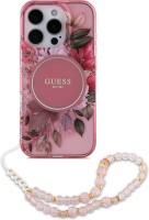 Zdjęcia - Etui GUESS IML Flowers with Pearl Strap MagSafe for iPhone 16 Pro Max 