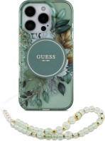 Zdjęcia - Etui GUESS IML Flowers with Pearl Strap MagSafe for iPhone 16 Pro 