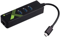 Кардридер / USB-хаб TECHLY USB-C Gigabit Ethernet Converter Adapter with 3-Port USB 3.0 Hub 